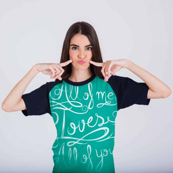 Typography Teal Printed Tshirt